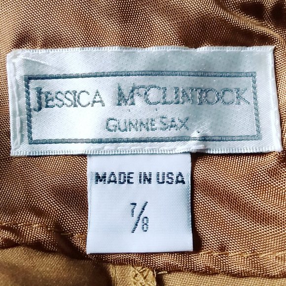 Vtg Jessica McClintock Gunne Sax Maxi Halter Dress Size 7/8 Liquid Gold Metallic - Picture 12 of 12